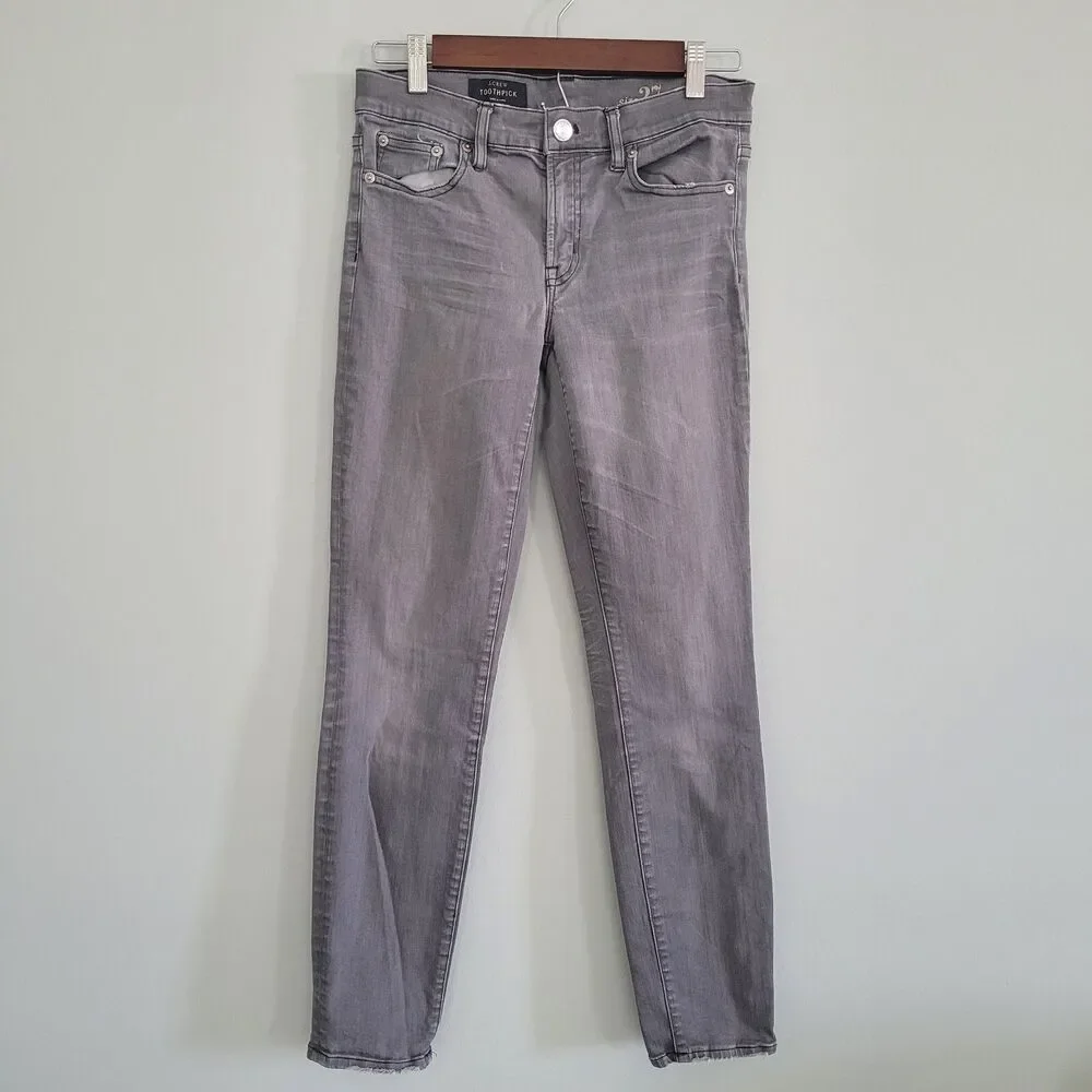 J. Crew Toothpick Jeans Womens 27 Stretch Gray Skinny